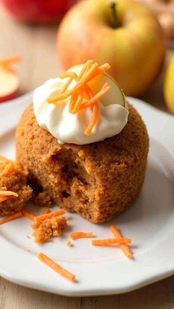 A cute dog cake topped with carrots and apples, surrounded by playful puppies.