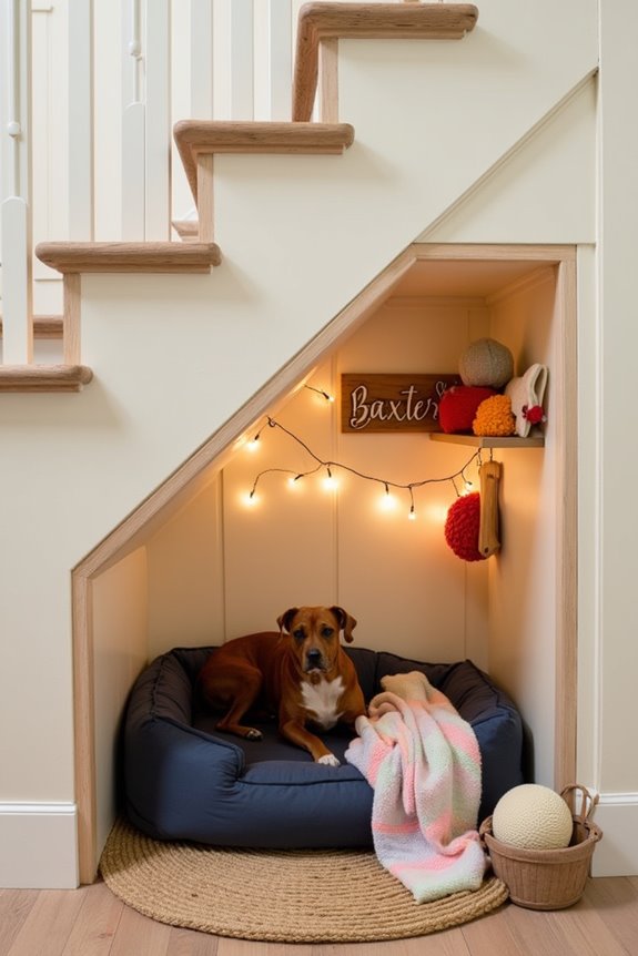 cozy under stairs pet retreat
