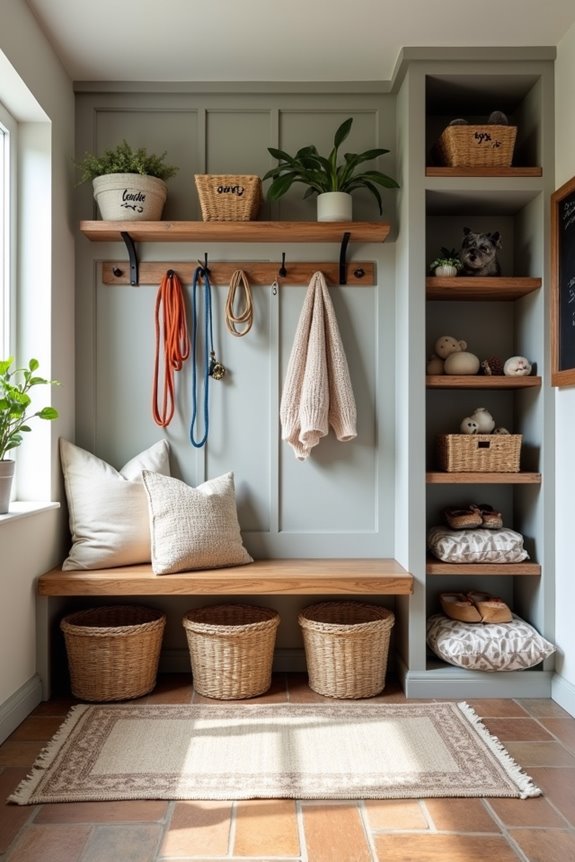 organized dog gear storage