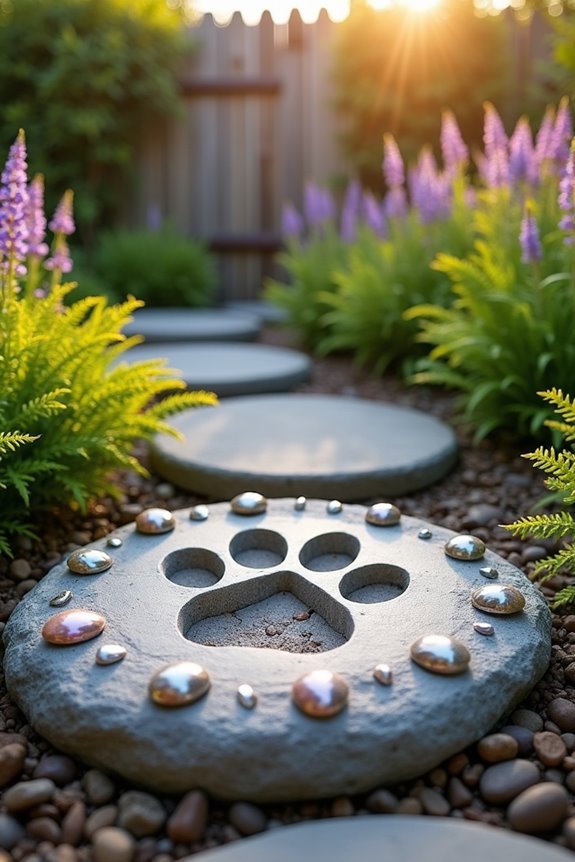 paw print memorial stone