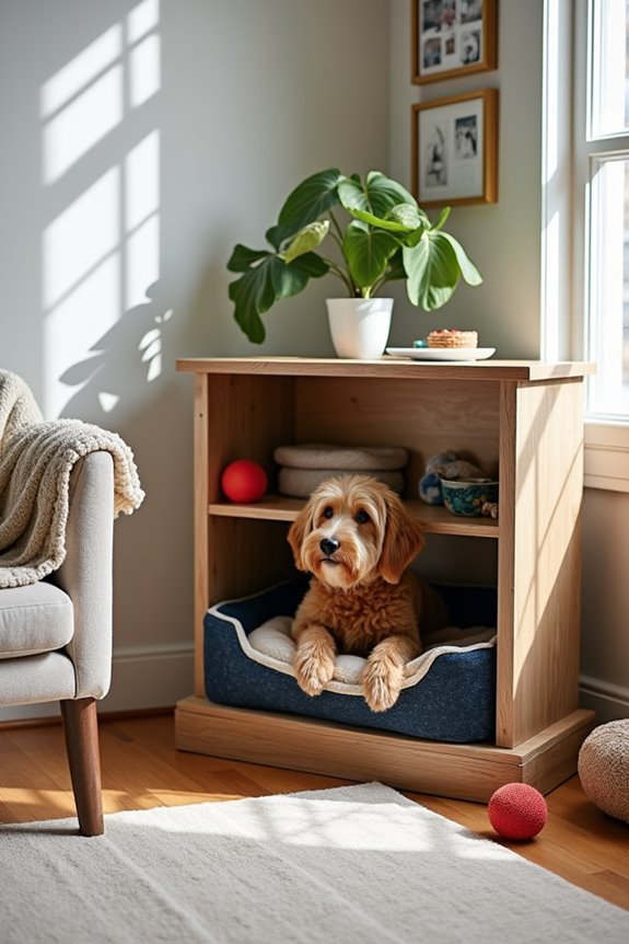 repurposed bookshelf dog crate