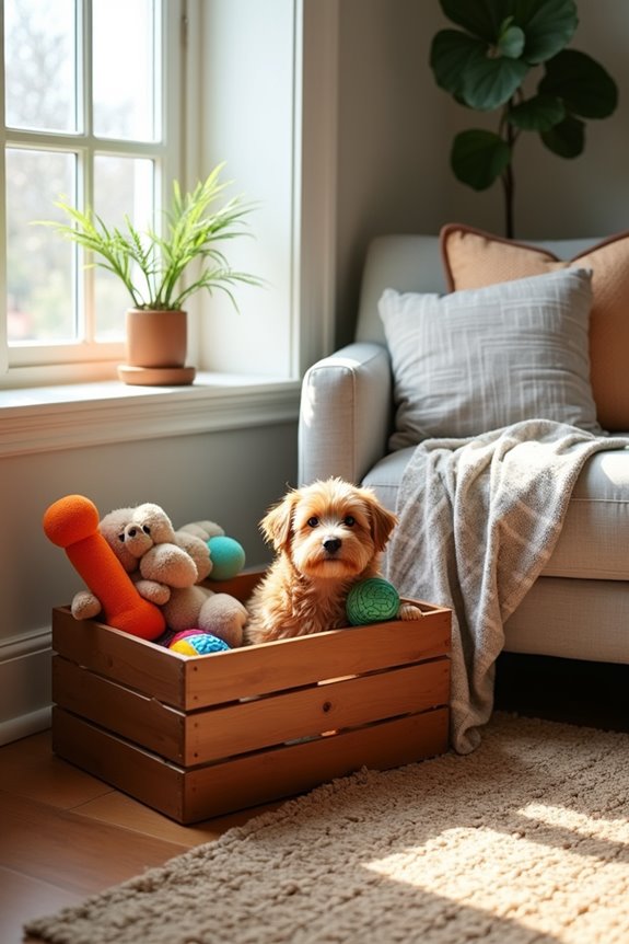 stylish dog toy storage
