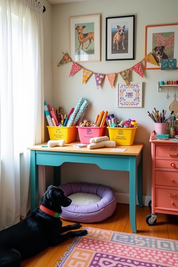 themed dog craft station