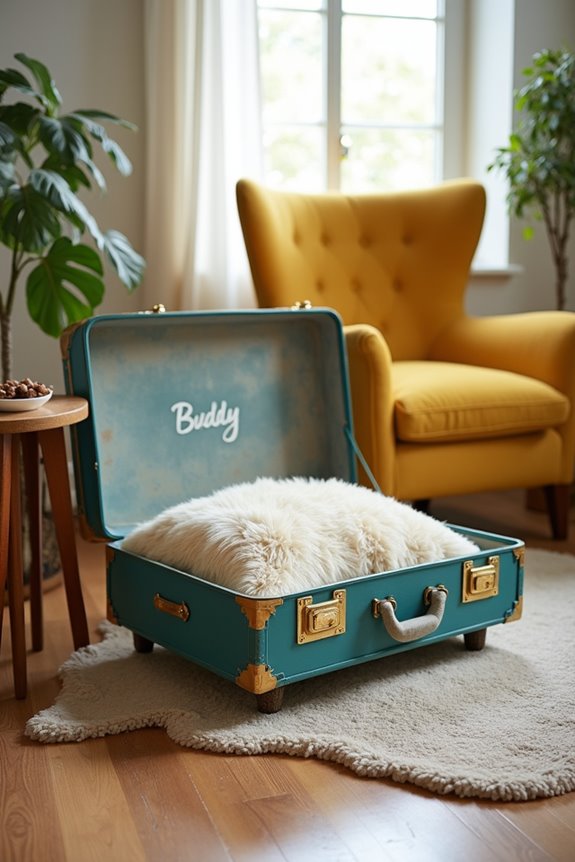 vintage suitcase dog kennel