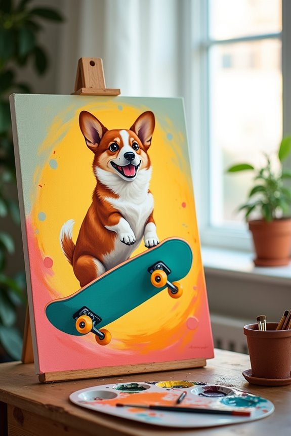 corgi skateboard diy art