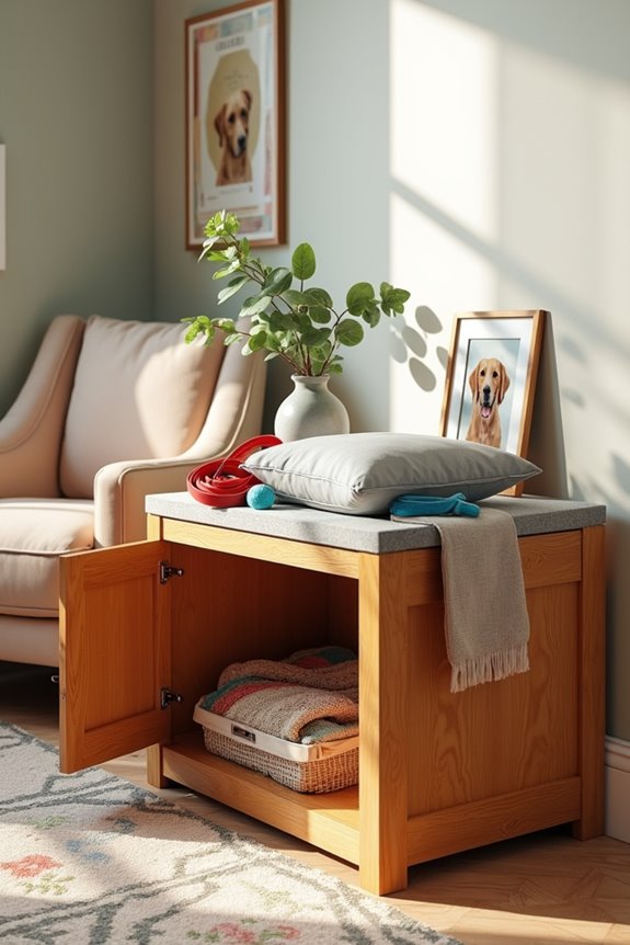 cozy dog crate storage