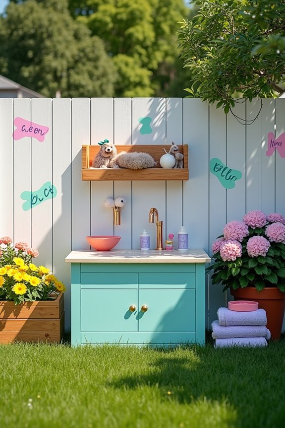 fenced area for dog washing