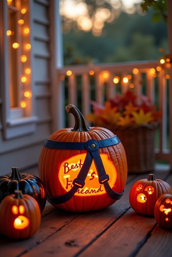 leash themed pumpkin decorations