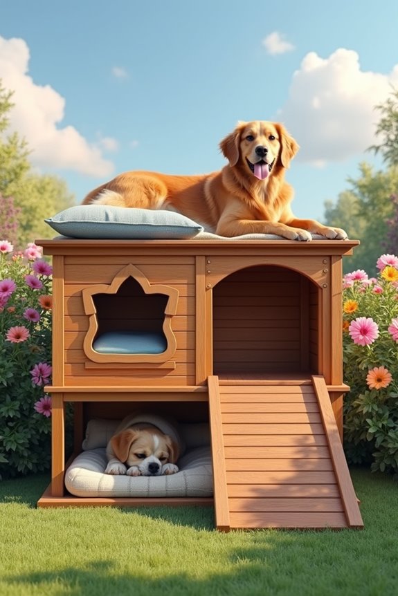 multi level cozy doghouse features