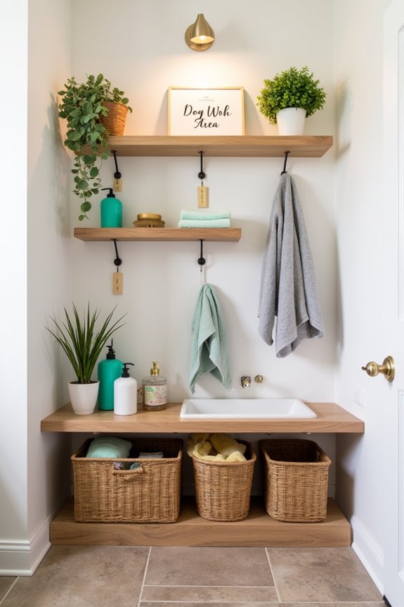 organized dog washing station