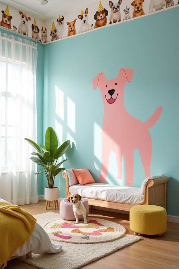 playful dog themed bedroom decor