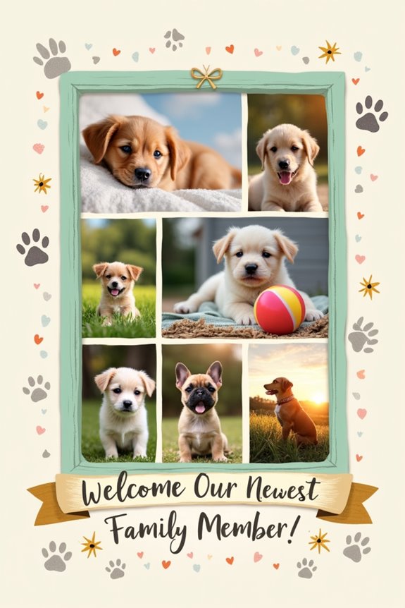 puppy photo collage announcement