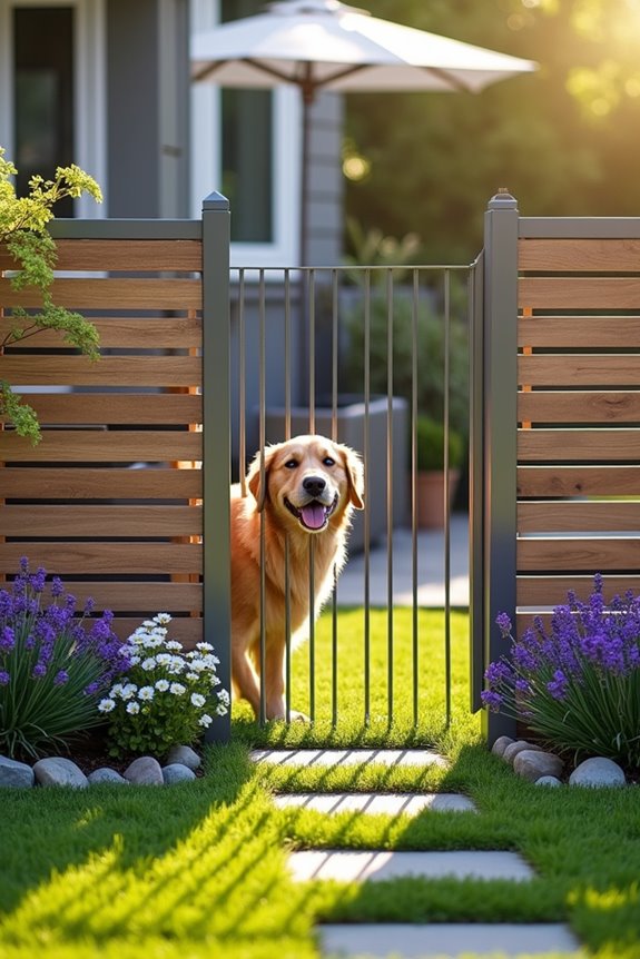 sleek metal dog fencing