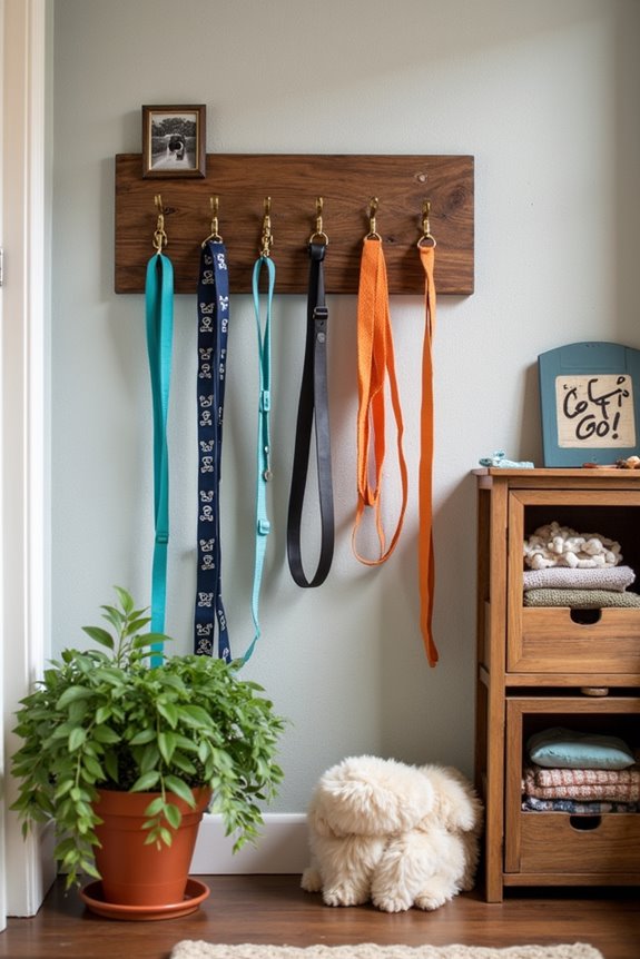 stylish and organized dog leashes