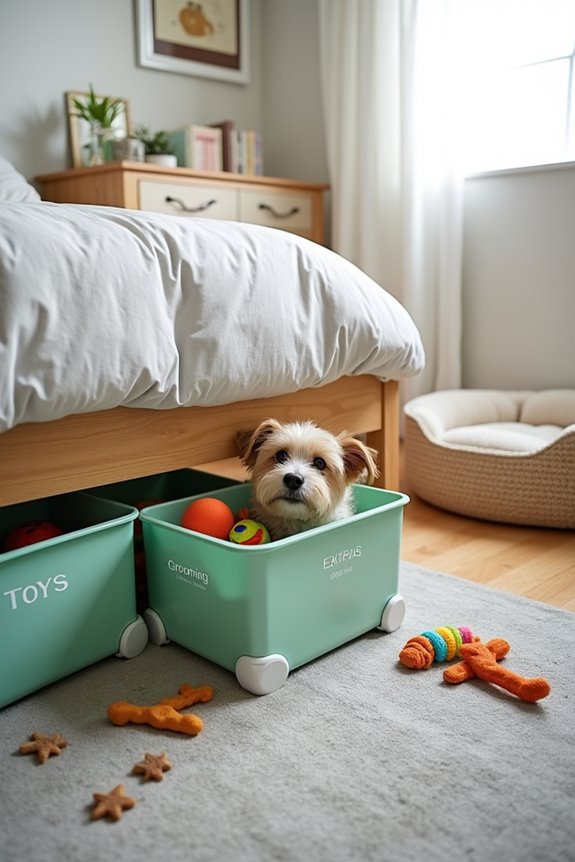 under bed dog gear organization