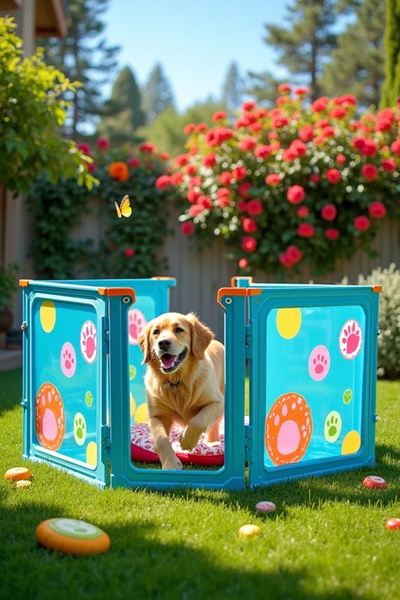 colorful fenced play areas