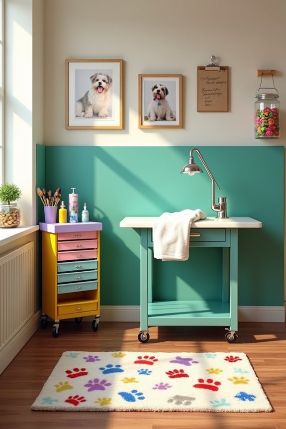 colorful functional grooming stations