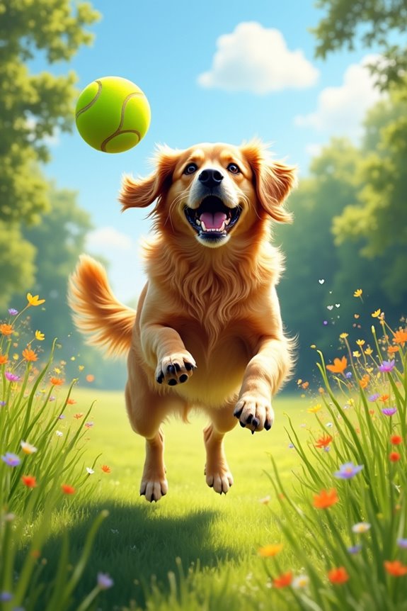 joyful dog ball chase