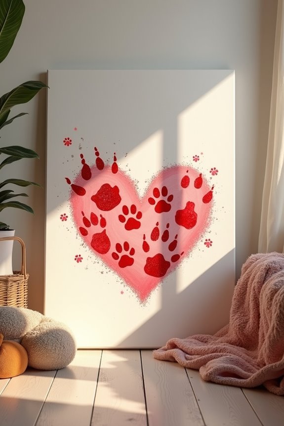 paw print heart art