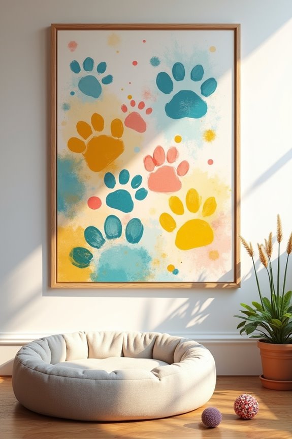 paw prints create vibrant art