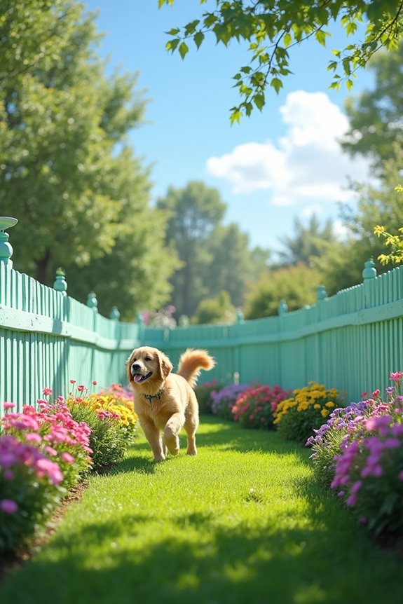 playful curved dog fencing