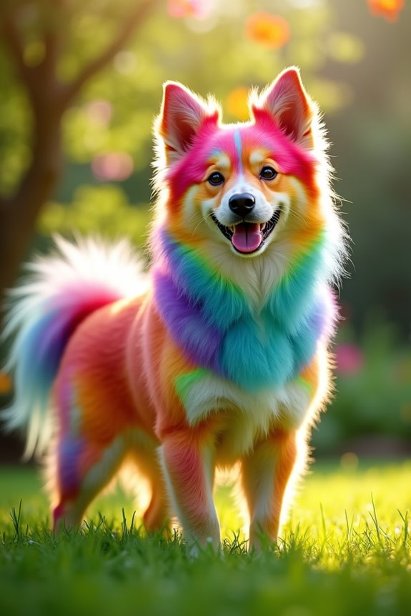 rainbow swirl dog dyeing