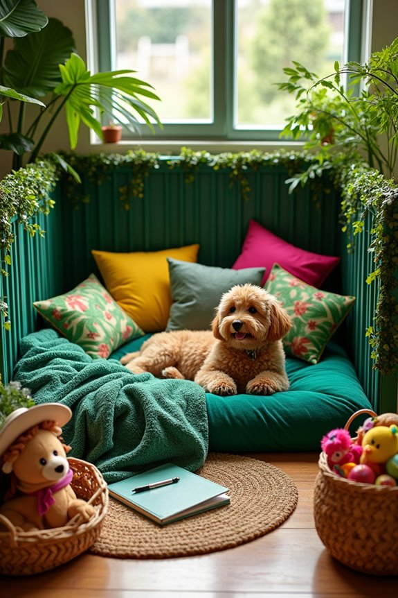 themed indoor dog pen