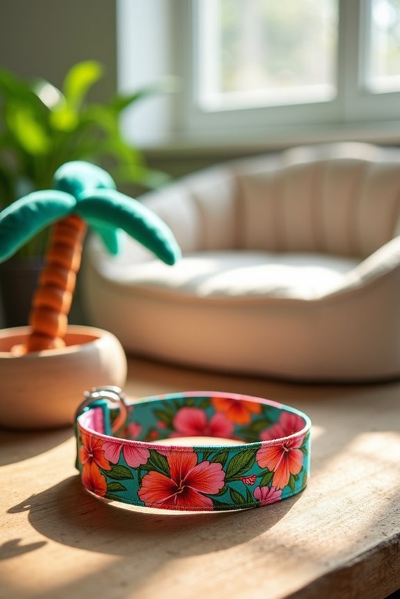 tropical floral print collar