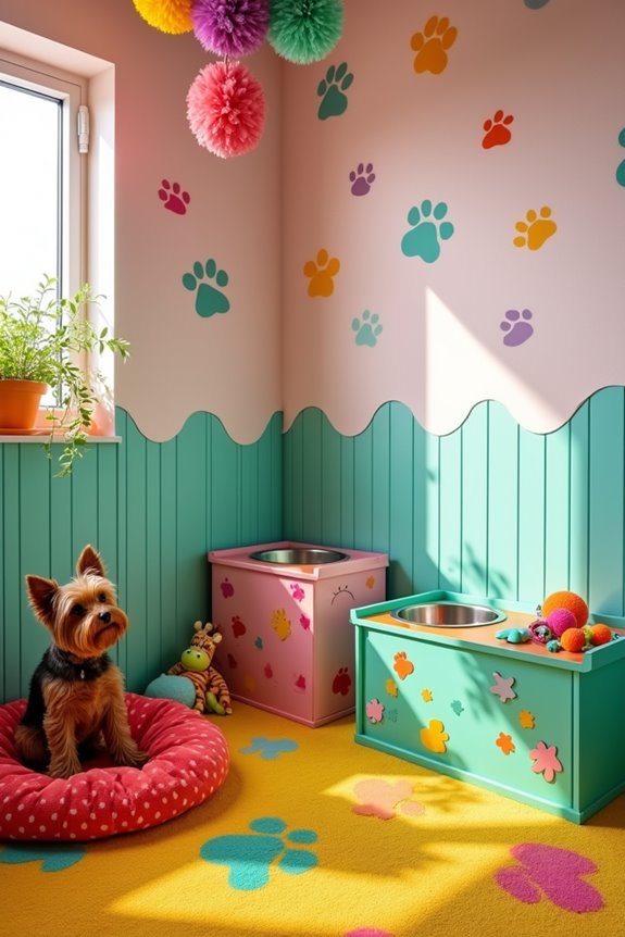 vibrant colorful dog pen