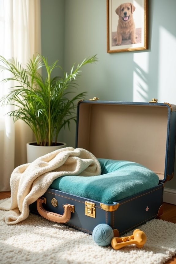vintage suitcase dog bed