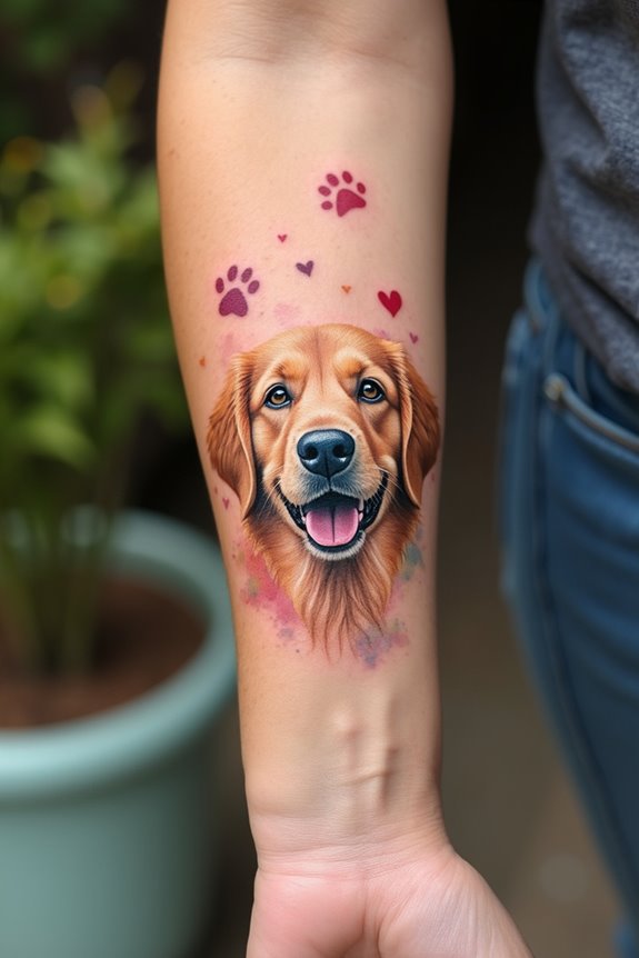 watercolor dog portrait tattoo