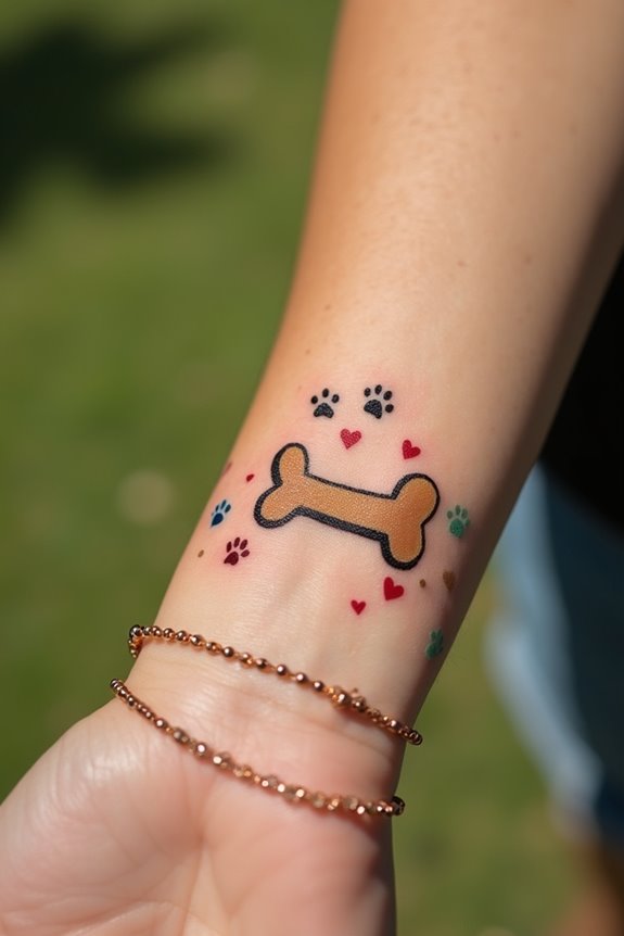 whimsical pup themed tattoo