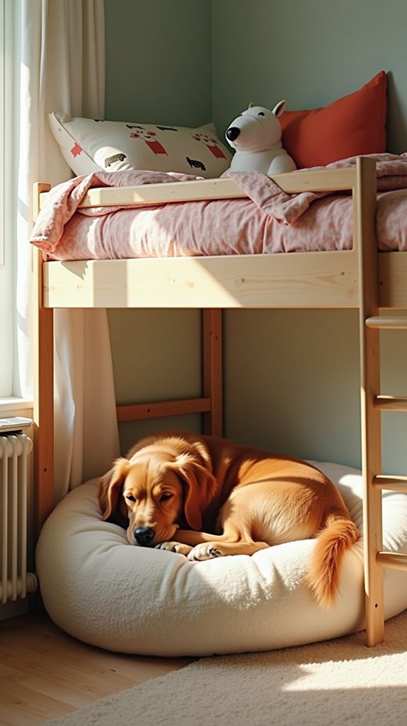 bunk bed with dog nook