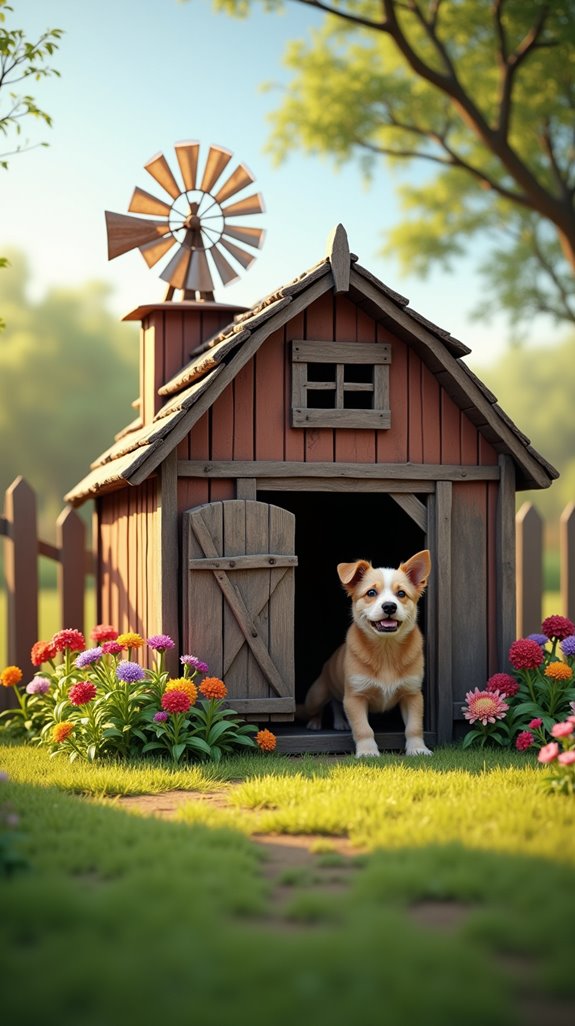 charming dog house windmill