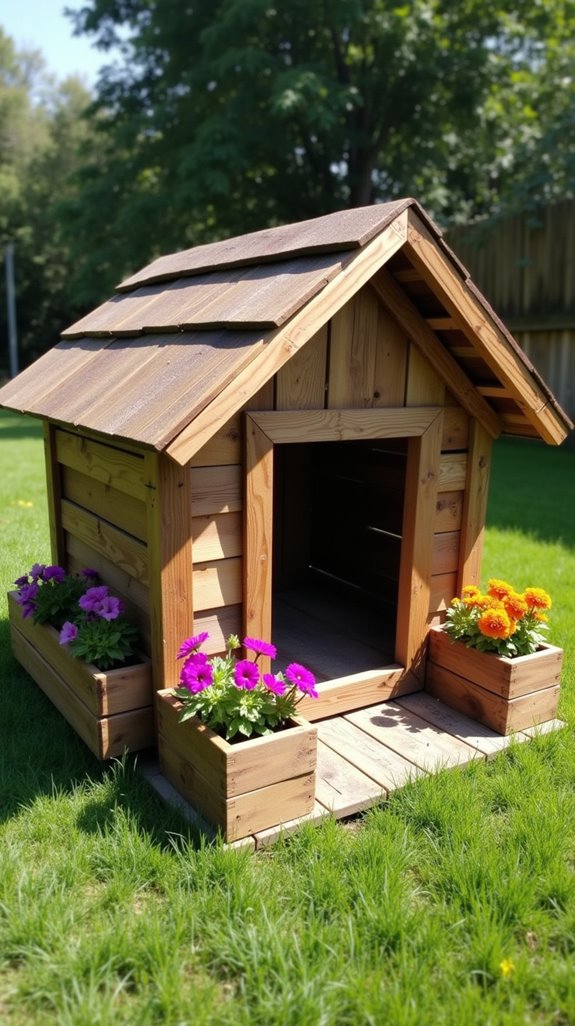 charming gabled pallet doghouse