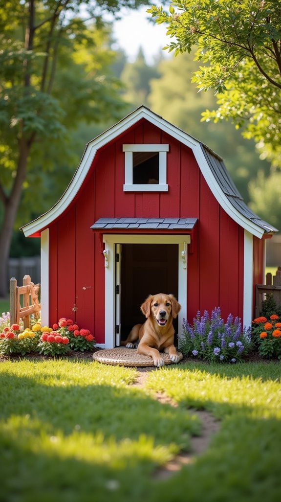 charming red barn doghouse