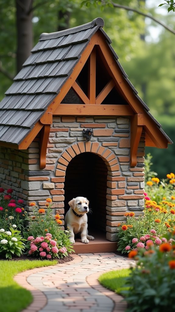 chic brick and stone doghouse