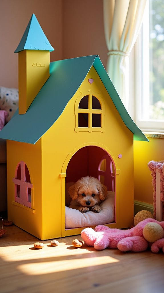 colorful cardboard dog mansion
