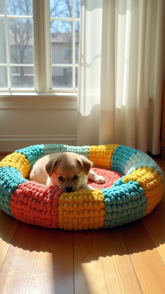 colorful cozy dog bed