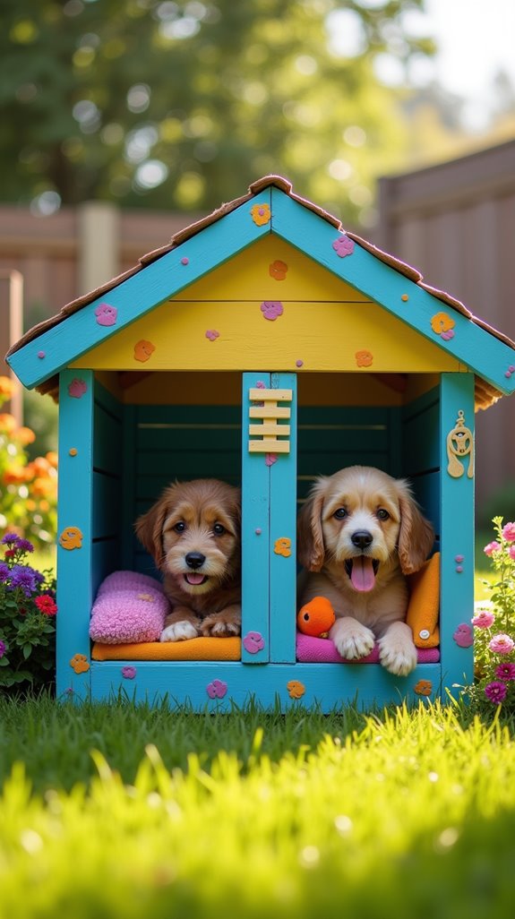 colorful double dog playhouse