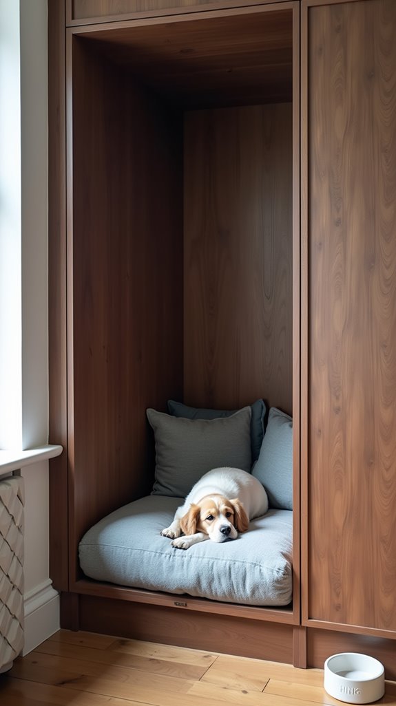 cozy built in pet nook