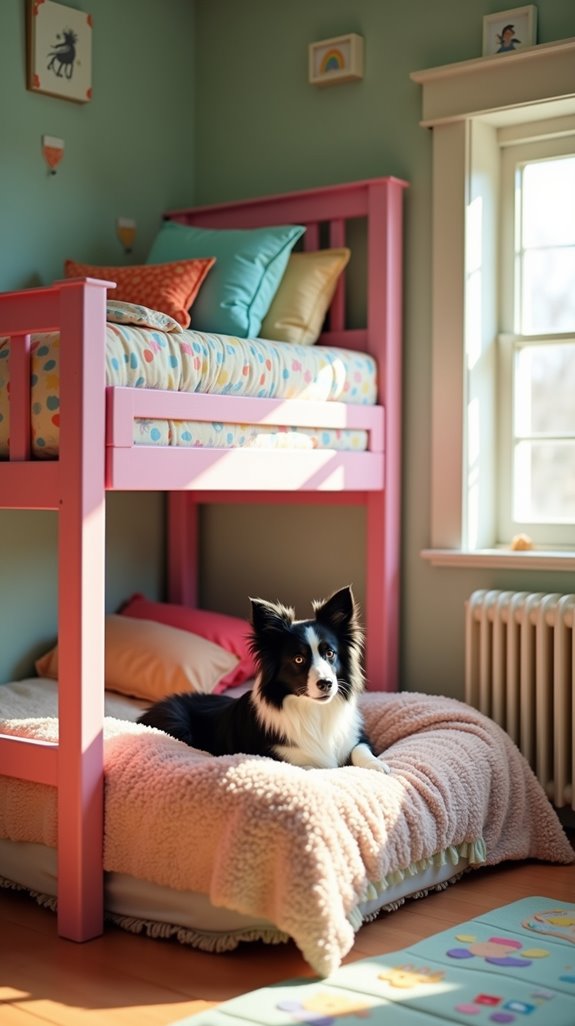 cozy dog bed beneath loft