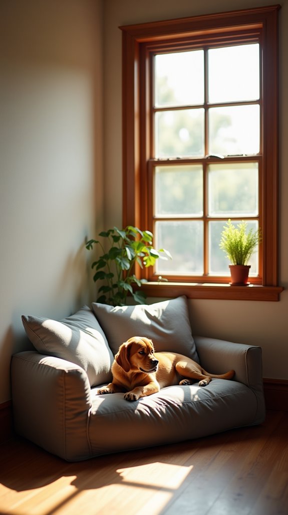 cozy elevated dog perch