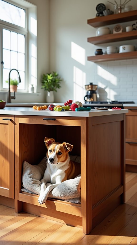 cozy kitchen island dog bed
