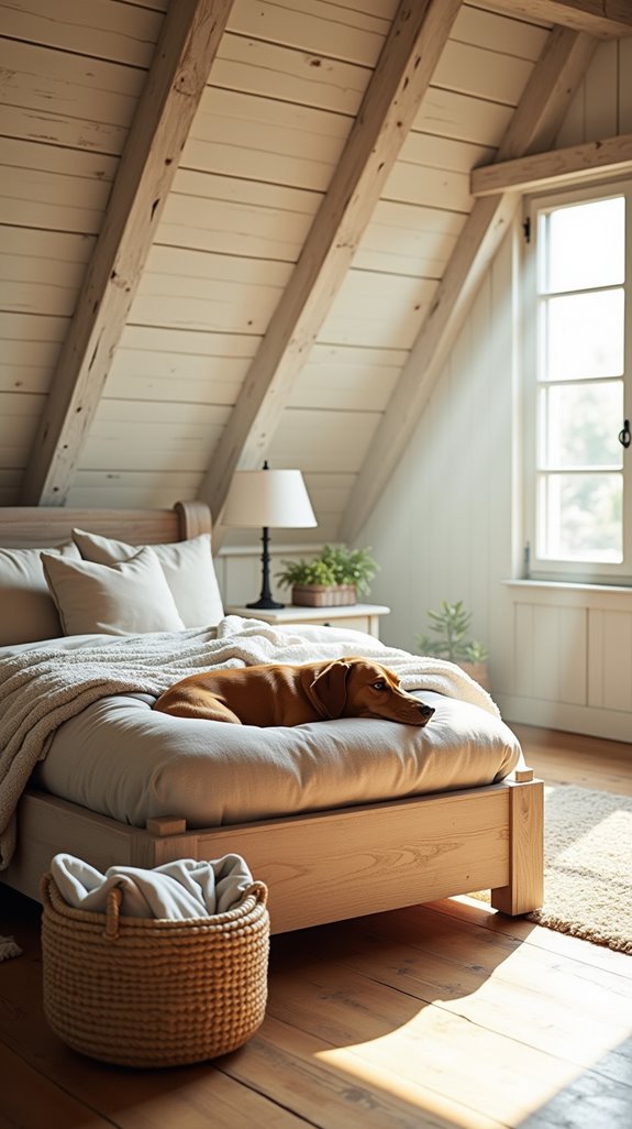 cozy loft bed with dog