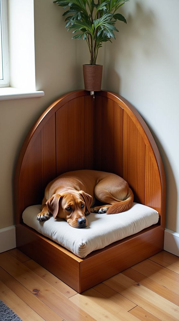 cozy wooden corner dog house