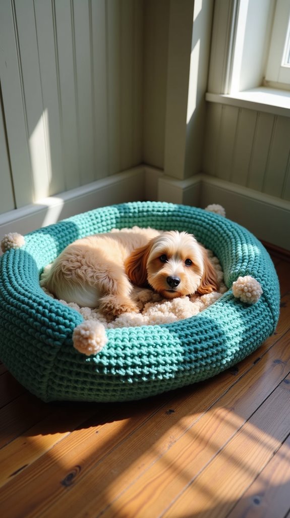 crochet cozy dog pillow