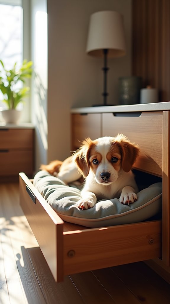 drawer to dog bed