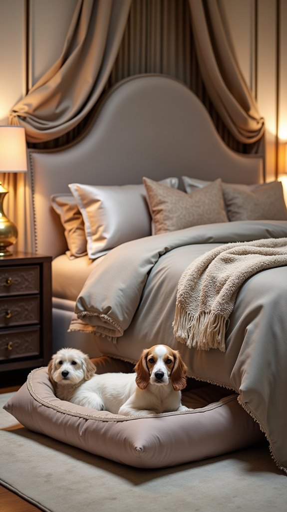elegant bed with dog den