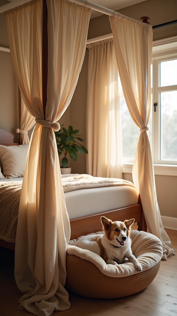 elegant bed with dog pod